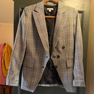 Bar III Black and Gray Plaid Blazer